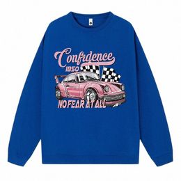 casual Plus Size Women'S Sweatshirts Cool Racing Cars No Fear At All Printing Hoody Loose Crewneck Pullovers Warm Fleece Clothes z7Yd#