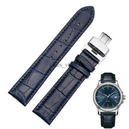 Bands Fashion genuine leather band crocodile texture strap bracelet Wrist 14mm 16mm 18mm 20mm 22mm dark blue H240330