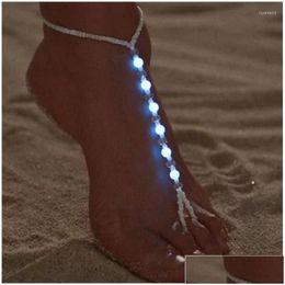 Anklets Fashion Handmade Glow In The Dark Beaded Mittens Anklet For Women Beach Ankle Bracelet On Leg Foot Trendy Jewellery Drop Deliver Otzum