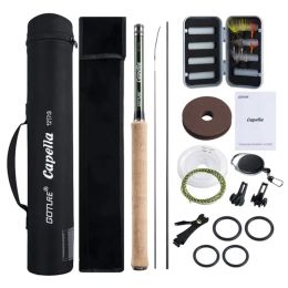 Combo Goture Portable 12FT 3.6M Telescopic Fly Fishing Rod Kit With Carry Tube Bag Cork Carbon Tenkara Rod For Stream Lake Fishing