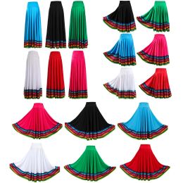 Womens Folk Dancing Skirts Spanish Folkloric Mexican Flamenco Full Circle Ballroom Jazz Lyrical Dance Stage Performance Costume