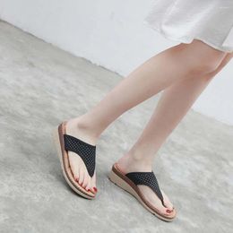 Slippers Rhinestone Wedges Flip Flops Comfortable Summer Beach Shoes For Party