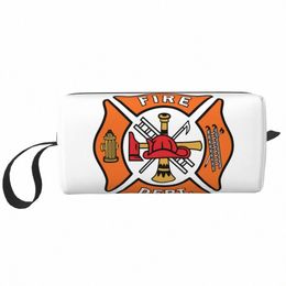 fire Rescue Cosmetic Bag Women Kawaii Large Capacity Firefighter Makeup Case Beauty Storage Toiletry Bags z91O#