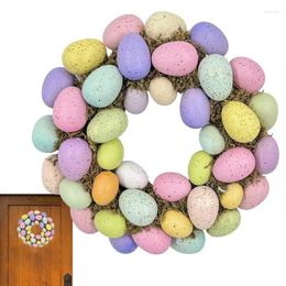 Decorative Flowers Easter Door Wreath Artificial Front With Colorful Eggs 40cm/15.7inch Farmhouse Rustic Flower