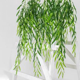 Decorative Flowers 1pc Real Touch Willow Rattan Artificial Plant Hanging Plants Plastic Home Garden Decor Fake Vines For