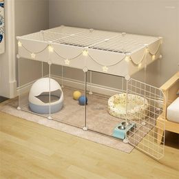 Cat Carriers Iron Cage Home Indoor Transparent Baffle Super Large Free Space Puppy Kennel Kitten House Fence Pet Playpen Products