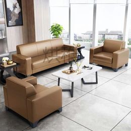 Chair Covers Office Sofa Coffee Table Combination Modern Simple Business Reception Three-seat Leather Art