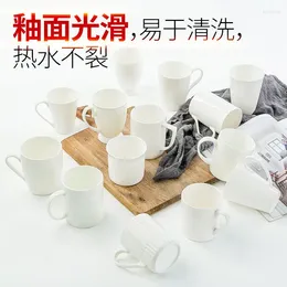 Cups Saucers Tangshan Bone Porcelain Creative Ceramic Cup Pure White Leadless Mug Water Lid Coffee Milk