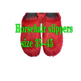 Horsehair slippers Flat bottom Scuffs Flip-flops for men and women Solid Colour real horse hair Soles with wear-resistant stitches