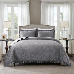 Bedding Sets Microfiber Quilt Set 2 Piece Twin Size Soft Quilted Coverlet Bedspread Dark Grey