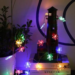 USB Snowflake Light String LED Fairy Pendants Garland Wedding Outdoor Garden Indoor Living Room Christmas New Year Decoration