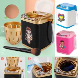 Mini Electric Washing Machine Wash Makeup Brushes Sponges Powder Puff Automatic Cleaner Dollhouse Children Kids Gift Play Toy