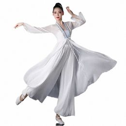 classical dance practice suit for women, like a dream, with a lg cardigan, flowing gauze, elegant body charm, and adult o0se#