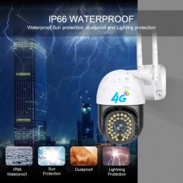 V380 3MP 4G Auto Tracking PTZ Camera Outdoor 4G Sim Card IP Camera Home Security Two Way Audio Full Color Night Vision