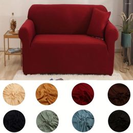 Chair Covers 1pc Solid Colour Sofa Slipcover Non-slip Elastic Cover Couch Four Seasons Furniture Protector With One Pillowcase