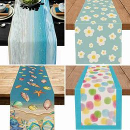 Table Runner Hot Selling Summer Ocean Beach Season Linen Party Restaurant Blue Gradient Color Decorative yq240330