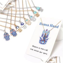 Pendant Necklaces Womens Designer Necklace Sier Gold Plated Chain Classic Evil Eye Hamsa Hand Charms Jewellery Gift Drop Delivery Pendan Dhpey