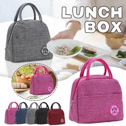 Dinnerware Insulated Lunch Bag Cold Canvas Stripe Picnic Carry Case Thermal Portable Convenient Kitchen Accessories Tools