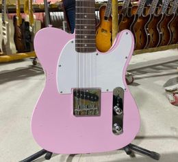 Aged Electric Guitar Light Relic Pink Colour Elder Body Rosewood Fingerboard High Quality4230235