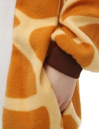 Giraffe Animal Body Pigione adulto Donne a manica lunga con cappuccio per pile polare pelliccia da casa con un pezzo