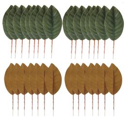 Decorative Flowers 30 Pcs Artificial Magnolia Leaves DIY Wreath Realistic Faux Greenery Garland Fake For Crafts Decor Decorate Single