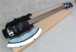 Axe 4 strings Black Body 21 Frets Electric Bass Guitar with Bridge CoverChrome hardwareRosewood fingerboardoffer customize6078687
