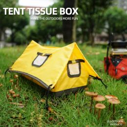 Bags Outdoor Camping Tissue Box Barbecue Creative Tentshaped Tissue Storage Box Foldable Portable Napkin Holder