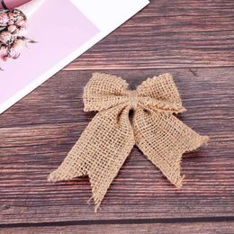 Party Decoration 30 Pcs Burlap Bows Bow Knot Handmade For Christmas Decorate Tree Festival Holiday Supplies