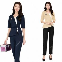 beauty Sal Uniform Women Spa Masseuse Shop Technician Clothing Hotel Frt Desk High-end Profial Work Clothes Pants Suit 62DR#