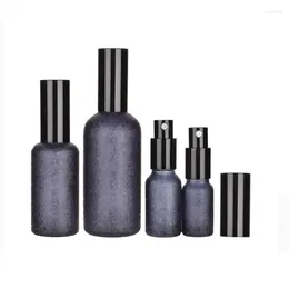 Storage Bottles 10ml-100ml Arrival Glass Spray Lotion Pump Bottle With Ice Crack Coating Black Cover Empty Cosmetic Perfume 10pieces