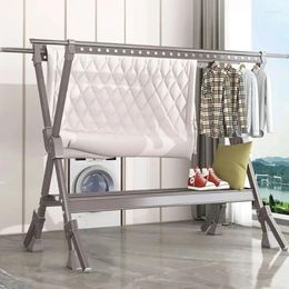 Hangers Aluminum Alloy Retractable Clothes Hanger Folding Clothing Home Balcony Simple Quilt Drying Storage Rack