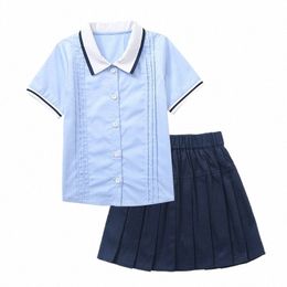 children Boys Girls British style School Uniform For Kids Clothing Sets Teenager Girls Student Boys Blue Choir Costumes j6a8#