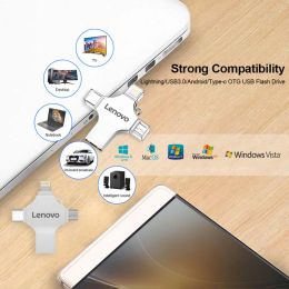 Lenovo USB Flash Drive Android 2TB Lightning OTG Pen Drive 1TB Silver TYPE-C Memory Stick 4 in 1 Micro USB 3.0 Stick For PC
