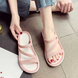 Slippers Summer Women Flat with Hollow Shoes for Woman PVC Plastic Beach Outside Sandalias jer Verano 2023Leisure Jelly Slides H240328