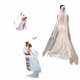 wedding Veil Cathedral Lace Lg Voile Mariage White Ivory Bride Wedding Accories One-layer eters Veu De Noiva K1ir#