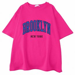 brooklyn New York Blue Design Women Tshirt Street Hip Hop T Shirt Sport Soft Cott Clothing Plus Size Loose T Shirt Clothing d70l#