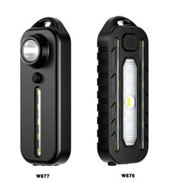 1/2PCS Mini LED Flashlight USB Rechargeable Bike Light Portable Pocket Flashlight Keychain Lamp Taillight Flash Warning