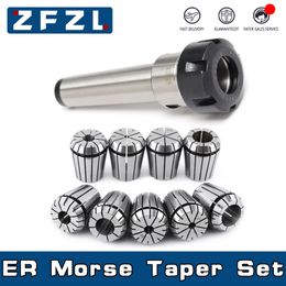 1PC Morse Taper MT2 MT3 MT4 ER16 ER20 ER25 ER32 Tool Holder MTA2/3/4 MTB2/3/4 +9PCS Spring Collets For CNC Milling Lathe Tools