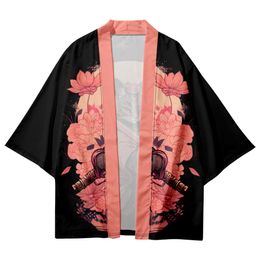 Japanese Ukiyo-e Cat Print Kimono Streetwear Men Women Cardigan Harajuku Traditional Robe Clothes Summer Beach Haori