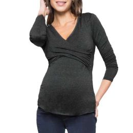 V-Ausschnitt Mutterschaftspflege Tops schwangere Frauen Langarm Unterhemd stillende Kleidung