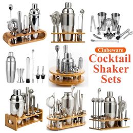 Stainless Steel Cocktail Shaker Set Mixer Bartender Kit Cobbler Boston Shaker Bars Set Tools Jigger Mixer Muddler Pourer Spoon 240319