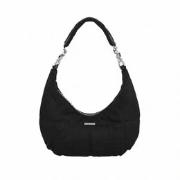 vintage Black Small Shoulder Bags Lightweight Women's Zipper Mini Crescent Menger Handbags and Purses Party Evening Tote Bags O5V0#