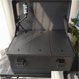 Camp Furniture 50L Aluminum Alloy Storage Box Board Mtifunctional Table Cam Equipment Lightweight Foldable For Drop Delivery Sports Ou Dh46B