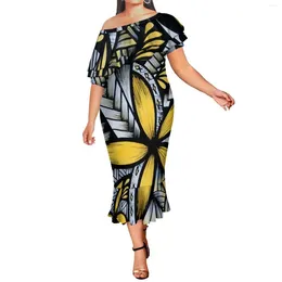 Party Dresses Breathable Customized On Demand Double Shawl Mermaid Dress Polynesian Ethnic Style Milk Silk Fishtail