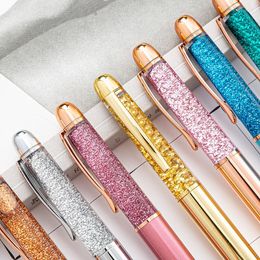 1 Piece Ballpoint Pen School Supply Stationery Office Metal Quicksand Crystal Spinning Luxury Brand High Quality Nurse Rose Gold