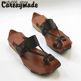 Sandals Careaymade new genuine leather handmade Zen art retro slider retro art Mori girls shoes womens slider 4 Colours Q240330