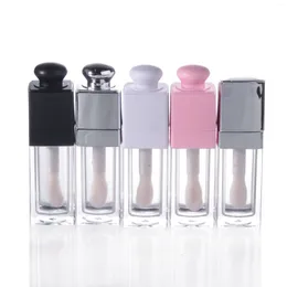 Storage Bottles 10ml Silver Square Lip Gloss Tubes Empty DIY Luxury Gold Wand Refillable Lipstick Vials Sample Cosmetic