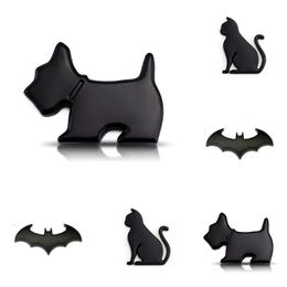 Upgrade Black 6/10/12Inch Personalised Cute Cat Pet Dog Bat Cartoon Animation Metal Car Body Sticker Tail Label