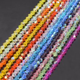 4mm 200pcs/bag Bicone Crystal Glass Beads Solid Transparent Colour Loose Spacer Beads Crystal Beads For Jewellery Making DIY