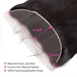 13x4 13x6 360 HD Transparent Lace Front Frontal Human Hair Brazilian Straight 4x4 5x5 Lace Closure Frontal Only Remy Free Part